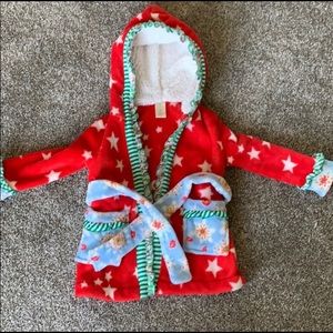 Matilda Jane SILVER PIECES Robe SMALL 4 6 Dot Plush Hooded Bath Holiday NWT